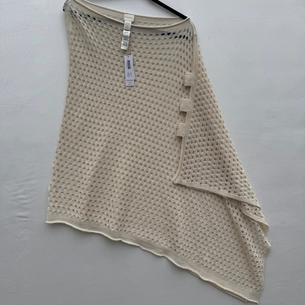 Chico's‎ Perforated Poncho Summer Cruise Beach / Pool Swimsuit Cover Up NWT